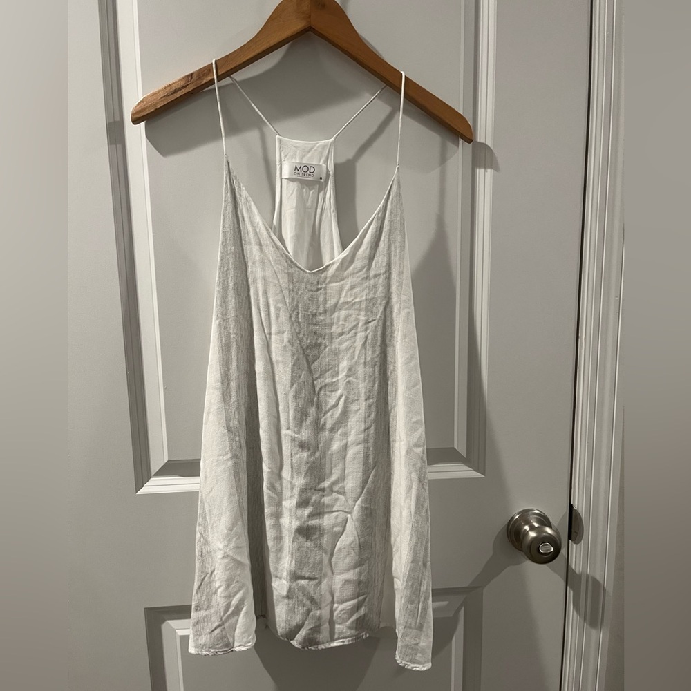 MOD Boutique Mini Dress/beach dress is white and grey stripe